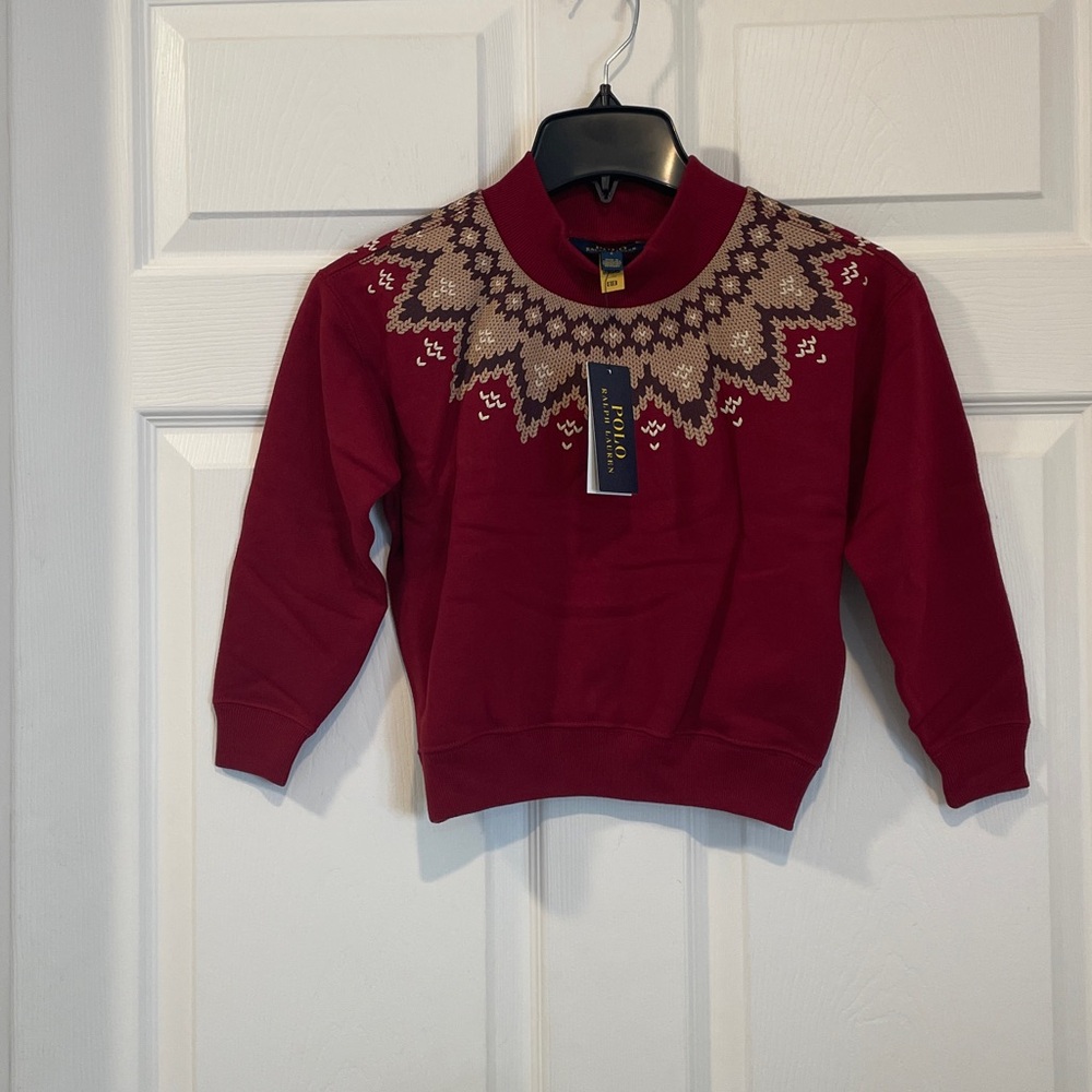 Polo Ralph Lauren Kids Fair Isle Fleece Boxy Sweatshirt New with Tags Size 6